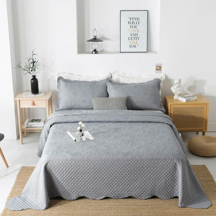 Elegant Euro-Style Embroidered Bedspread Set with Premium Cotton Filling - Versatile Summer Blanket and Mattress Cover