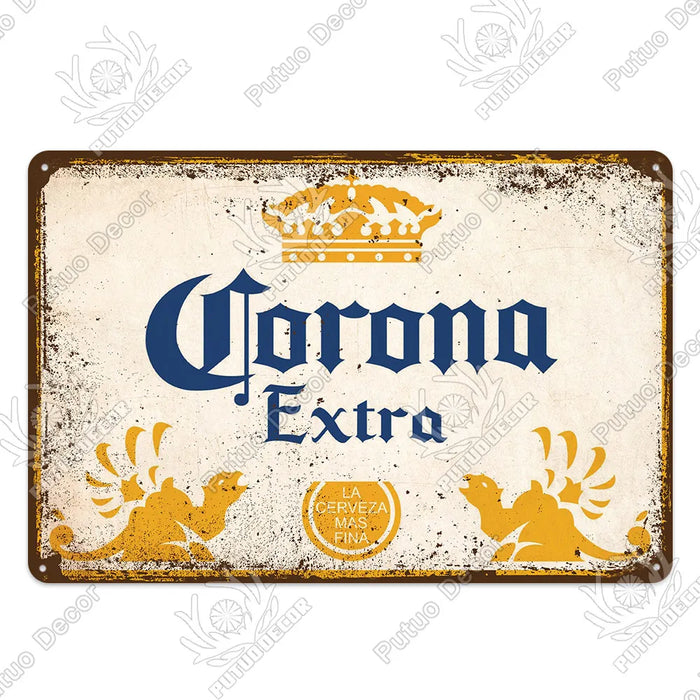 Vintage Beer Emblem Metal Wall Art - Classic Home Bar and Garage Decor