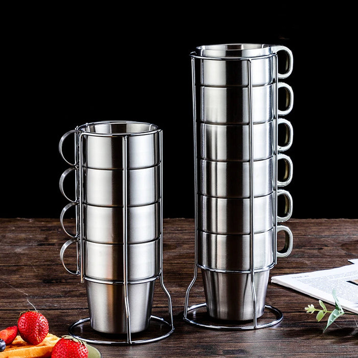 Elegant 6-Piece Set of Insulated Stainless Steel Tea Mugs for Home and Social Gatherings