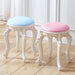 Elegant Silver White Leather Vanity Stool with European Flair