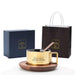 Elegant American Heritage Ceramic Coffee Cup Set with Walnut Cup Holder and Gift Box