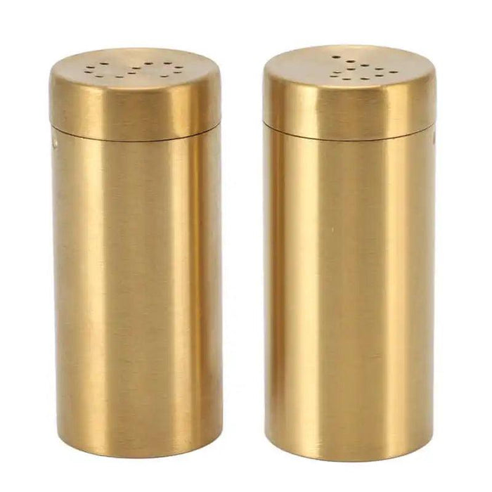 Set of 2 Rustproof Gold Spice Jars - Stainless Steel Seasoning Shakers for Salt, Sugar, Pepper, and More