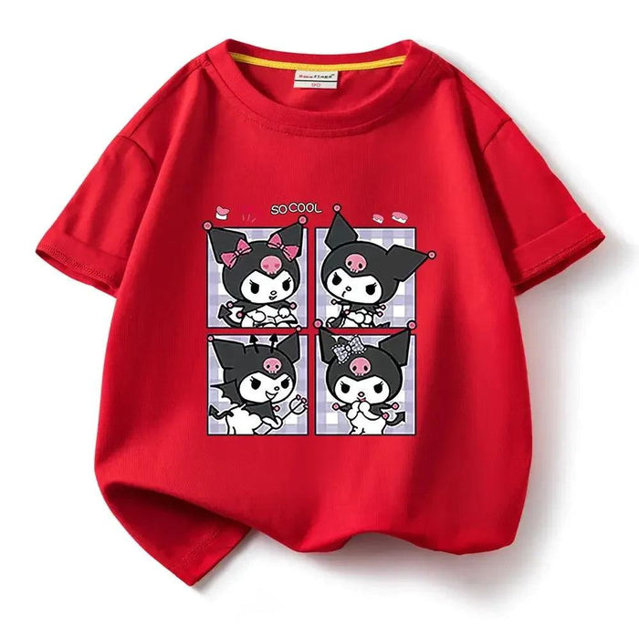 Kawaii Kuromi Anime Kids Summer T-Shirt - Cute Cartoon Tee for Boys and Girls