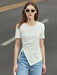 Chic Asymmetric Short Sleeve Tee - Women's Minimalist Top for Spring/Summer