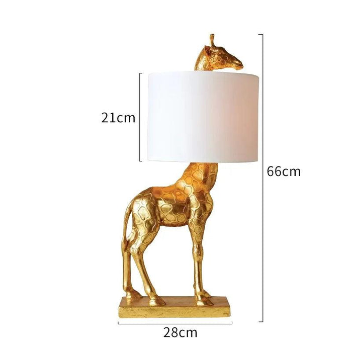 Whimsical Gold Giraffe Resin Table Lamp - Artistic Home Lighting Solution with E26/E27 Socket