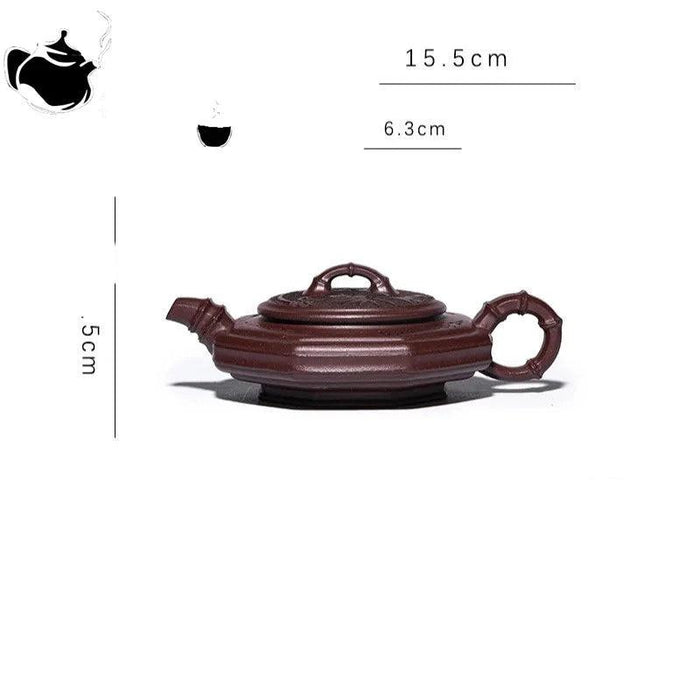 Elegant Yixing Purple Clay Bamboo-Inspired Kung Fu Tea Set - 120ml Teapot