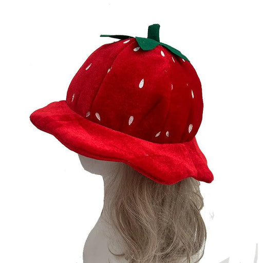 Strawberry Delight Costume Beret Hat for Women - Fun Plush Bonnet for Halloween, Parties, and Costumes