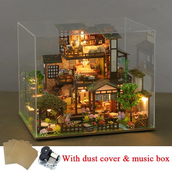 Bamboo Courtyard DIY 3D Miniature Dollhouse Assembly Kit - Unfinished Wooden Puzzle for Unique Home Decor and Gifting