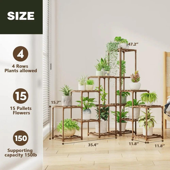 Eco-Friendly Multi-Tiered Wooden Plant Stand - Ideal for Indoor and Outdoor Decor