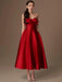 DEAT Chic Bowknot High-Waisted Satin Evening Dress - Strapless Backless Women's Summer Celebration Gown