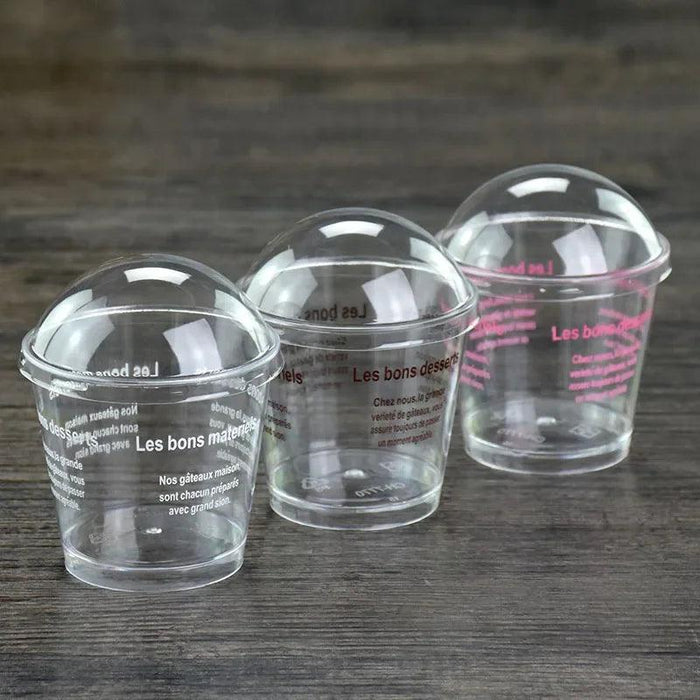 Elegant Clear Dessert Cup Collection with Lids and Scoops - Perfect for Ice Cream, Yogurt, and Mousse