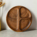 Elegant Acacia Wood Three-Section Serving Dish - Premium Walnut Snack and Fruit Plate