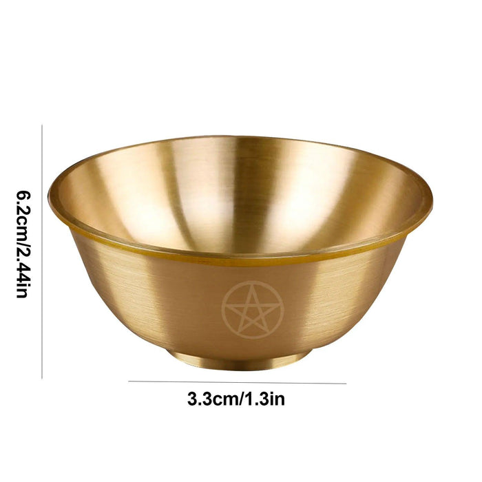 Mystical Copper Altar Bowl with Triple Moon and Pentacle Engravings for Spiritual Rituals