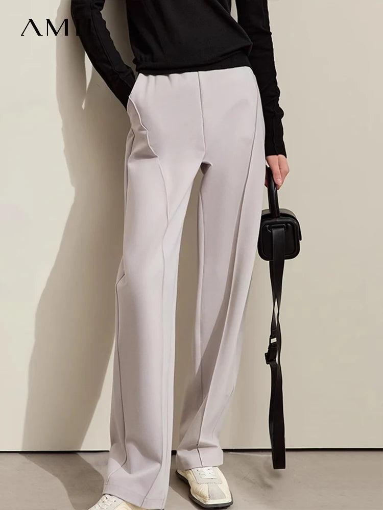 Minimalism Women's High-Waisted Arc Split Casual Pants