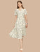 Elegant Chic Dot Print V-Neck Midi Dress for Women – Stylish Summer A-Line Chiffon Dress in White