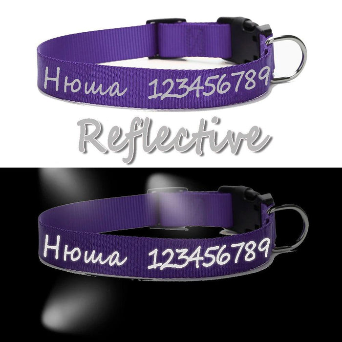 Personalized Nylon Dog ID Collar – Custom Name & Contact Info for Every Dog Breed