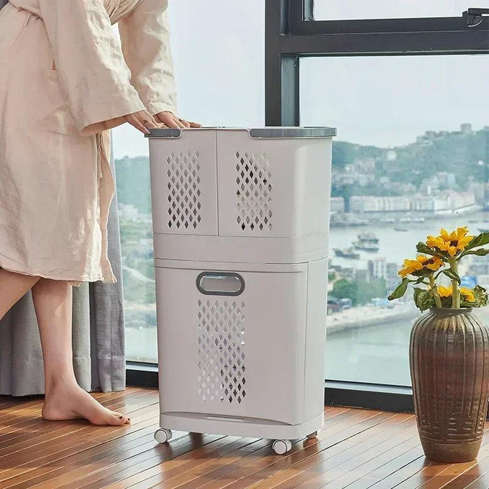 Smart Double-Layered Laundry Basket with Efficient Drainage System for Organized Storage