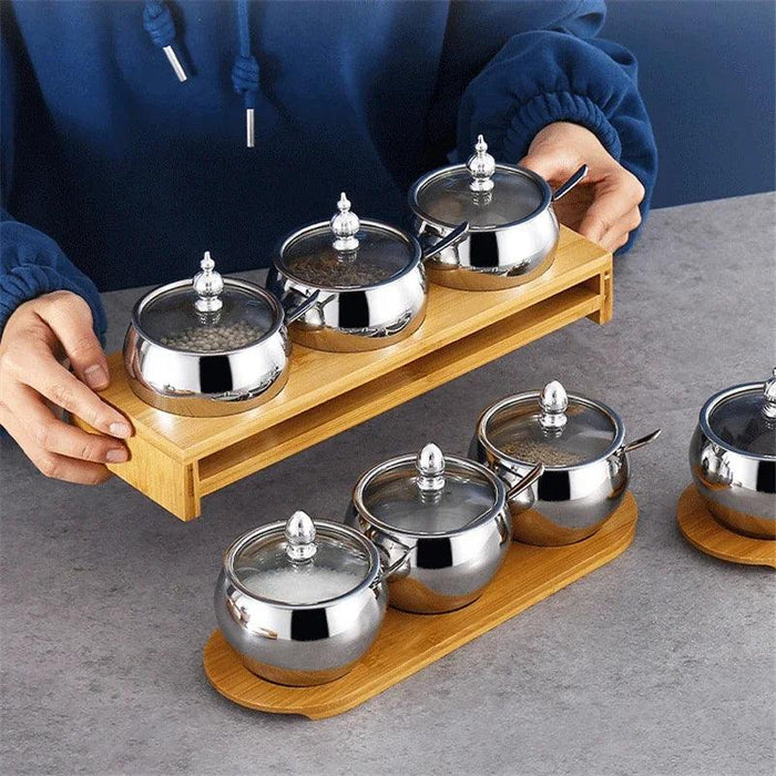 Stainless Steel Spice Storage and Oil Sprayer Set - Essential Organizer for Culinary Lovers