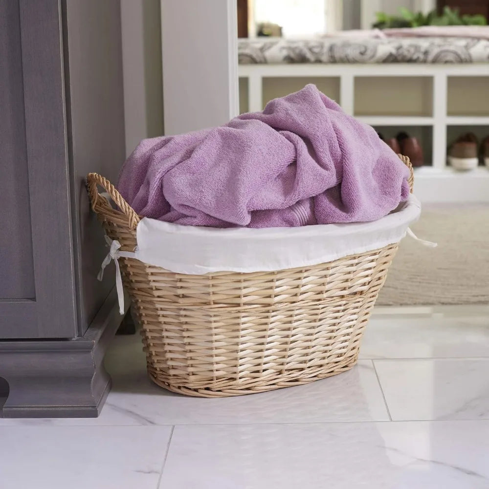 Wicker Water Hyacinth Laundry Basket - Elegant Storage Essential