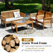 Chic 4-Piece Acacia Wood Patio Lounge Set with Cushions and Coffee Table for Outdoor Relaxation