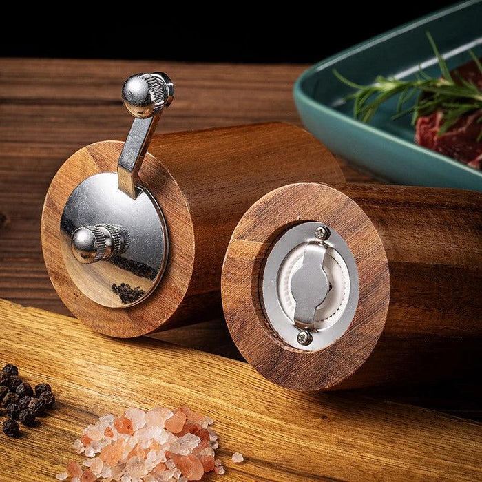 Elegant Acacia Wood Manual Spice Grinder Set with Adjustable Coarseness for Culinary Excellence