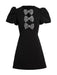 DEAT Elegant Puff Sleeve Bowknot Mini Dress - Slim Fit Evening Wear for Women - Summer 2024 Collection 35Z659