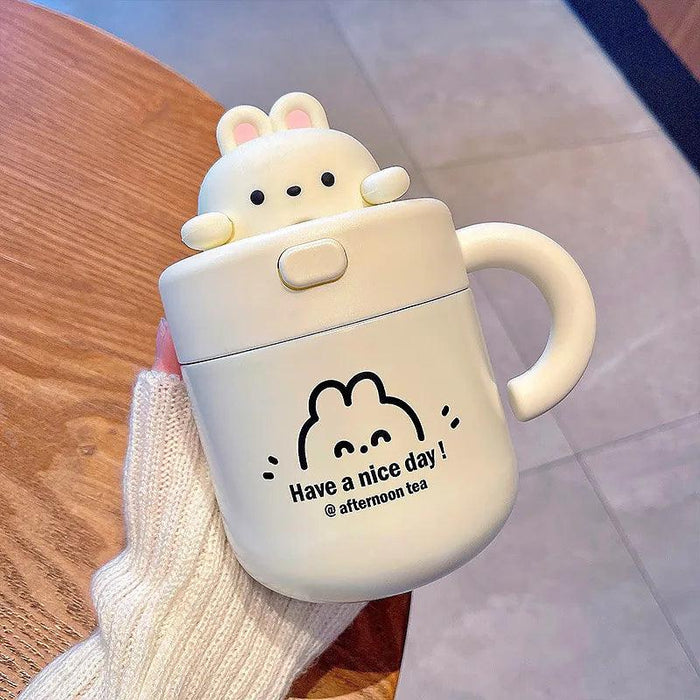 Adorable Kawaii Bear Insulated Stainless Steel Travel Mug with Straw for All Your Beverages