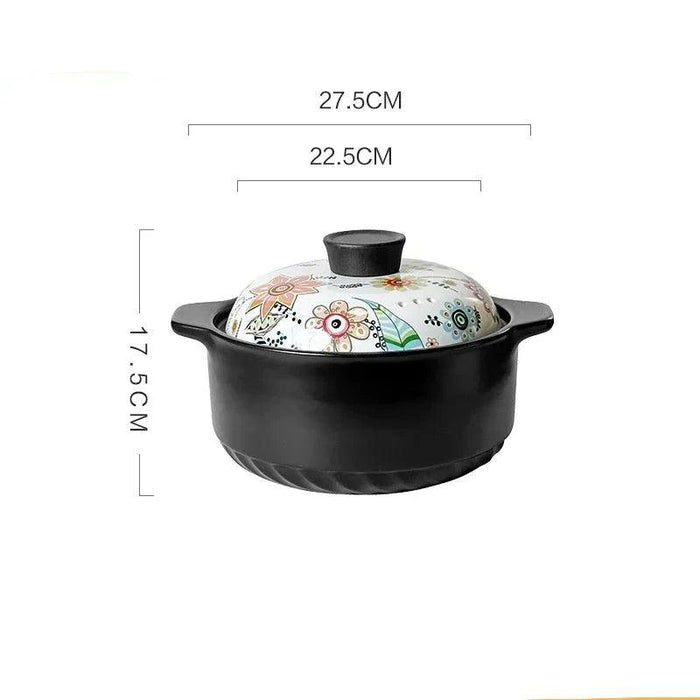 Artisan Japanese Ceramic Stew Pot with Artistic Design and Ample Capacity