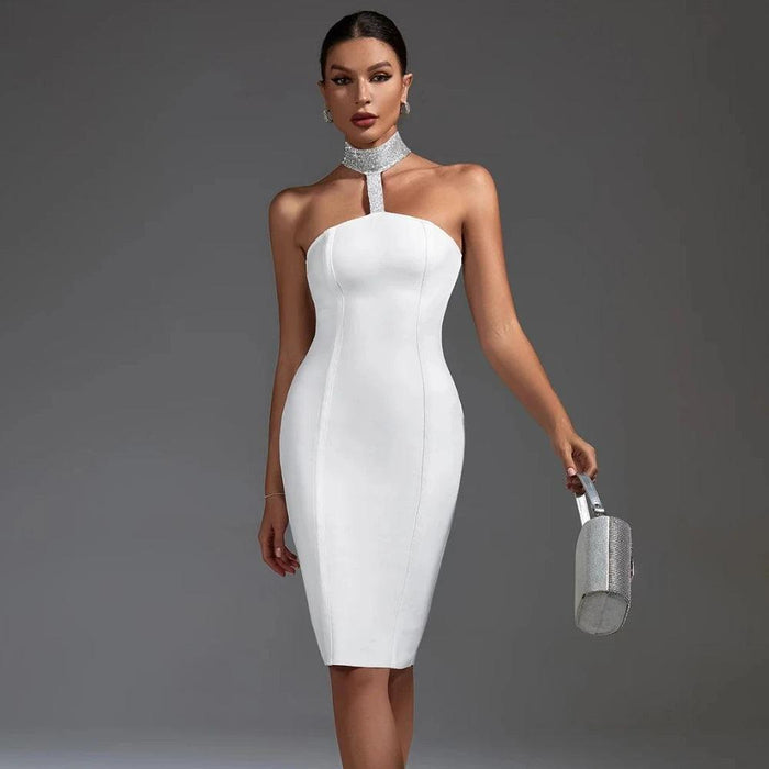 Elegant White Halter Neck Bandage Dress: A Wardrobe Essential for Glamorous Nights