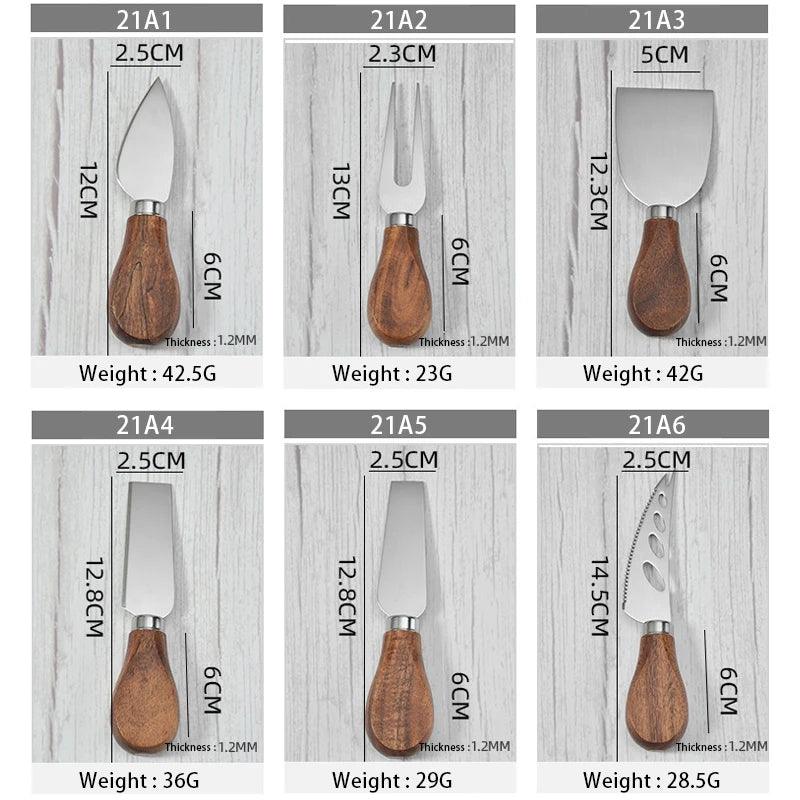 Elegant Acacia Wood Handled Stainless Steel Cheese Knife Set – Perfect for Charcuterie and Spreading Butter