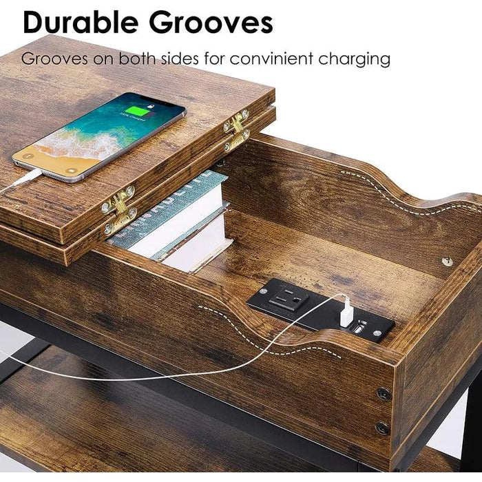 Versatile Charging End Table with Storage Solutions for Compact Living Spaces