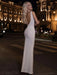 Chic Beige Crystal-Studded Bodycon Maxi Dress - Elegant Summer Evening Fashion