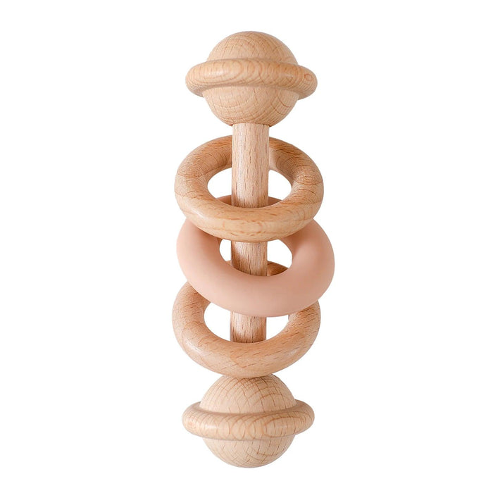 Eco-Friendly Handmade Crochet Baby Rattle with Wooden Teether