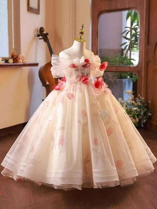 Elegant Children's Appliqued Evening Gown for Special Occasions