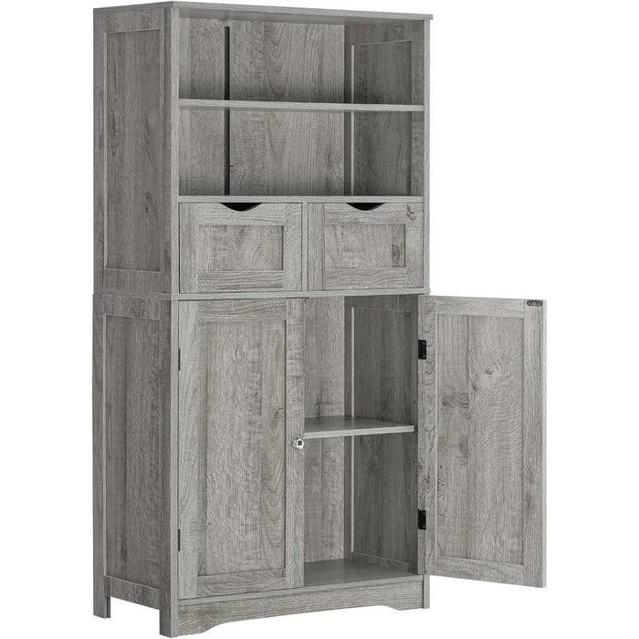 Versatile Multi-Purpose Storage Cabinet with Adjustable Shelves and Two Convenient Drawers