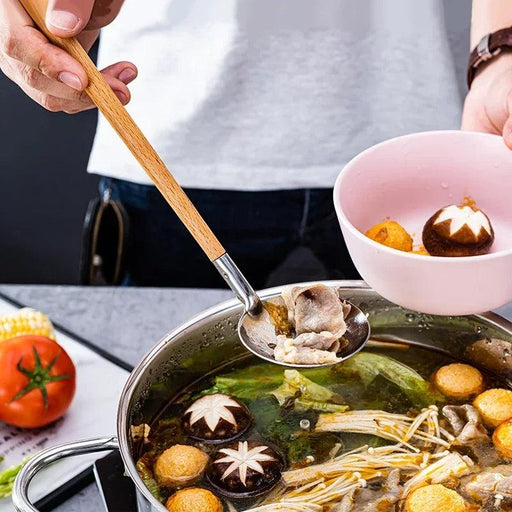 Stylish Long-Handled Japanese Wooden Ladle - Perfect for Soups and Hot Pot