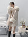 Elegant Women's Wool Blend Winter Coat with Fox Fur Trim and Cashmere Lining