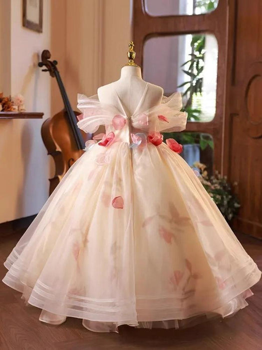 Elegant Children's Appliqued Evening Gown for Special Occasions