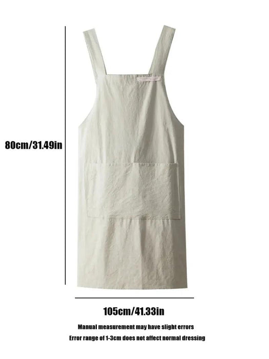 Chic Cotton Linen Apron with Stylish Wide Straps for Women - Your Perfect Cooking Companion