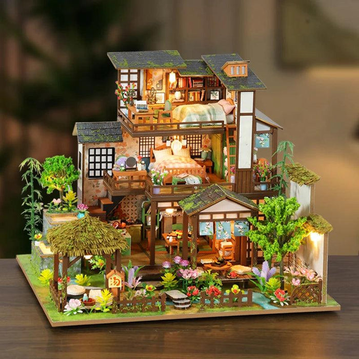 Bamboo Courtyard DIY 3D Miniature Dollhouse Assembly Kit - Unfinished Wooden Puzzle for Unique Home Decor and Gifting