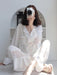 Elegant Lace Ice Silk Pajama Set for Women