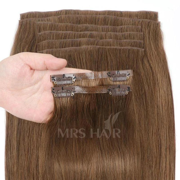 Invisible Seamless Clip-In Human Hair Extensions - 8 Piece Set, 100G/120G, 12-22 Inch Lengths