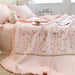 Embroidered Ruffle Flower Summer Quilt Set