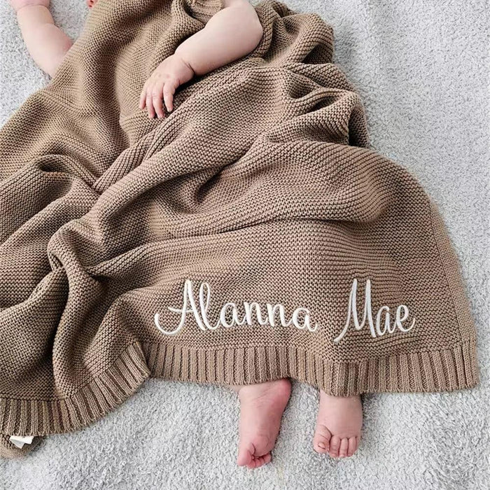 Personalized Embroidered Cotton Baby Blanket - Luxurious Custom Gift for Infants, Ideal for Cozy Sleep