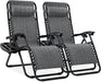 Luxury Zero Gravity Lounge Chairs Set with Accessories in Elegant Black