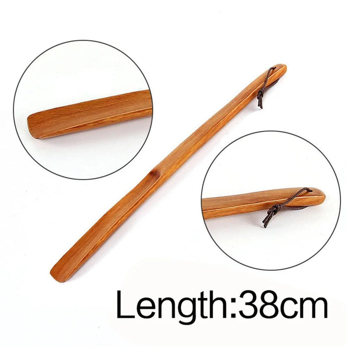 Stylish Long-Handled Wooden Shoe Horn - Versatile 32/38/55cm Shoe Lifter for Effortless Wear