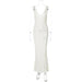 Hollow Out Knit Long Dress V Neck Sleeveless