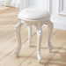 Elegant Silver White Leather Vanity Stool with European Flair