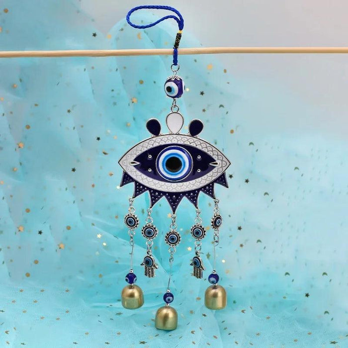 Turkish Blue Glass Evil Eye Wind Chime - Handmade Protective Home Decor