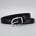 Elegant Women's Black Cowhide Leather Belt with Zinc Alloy Buckle